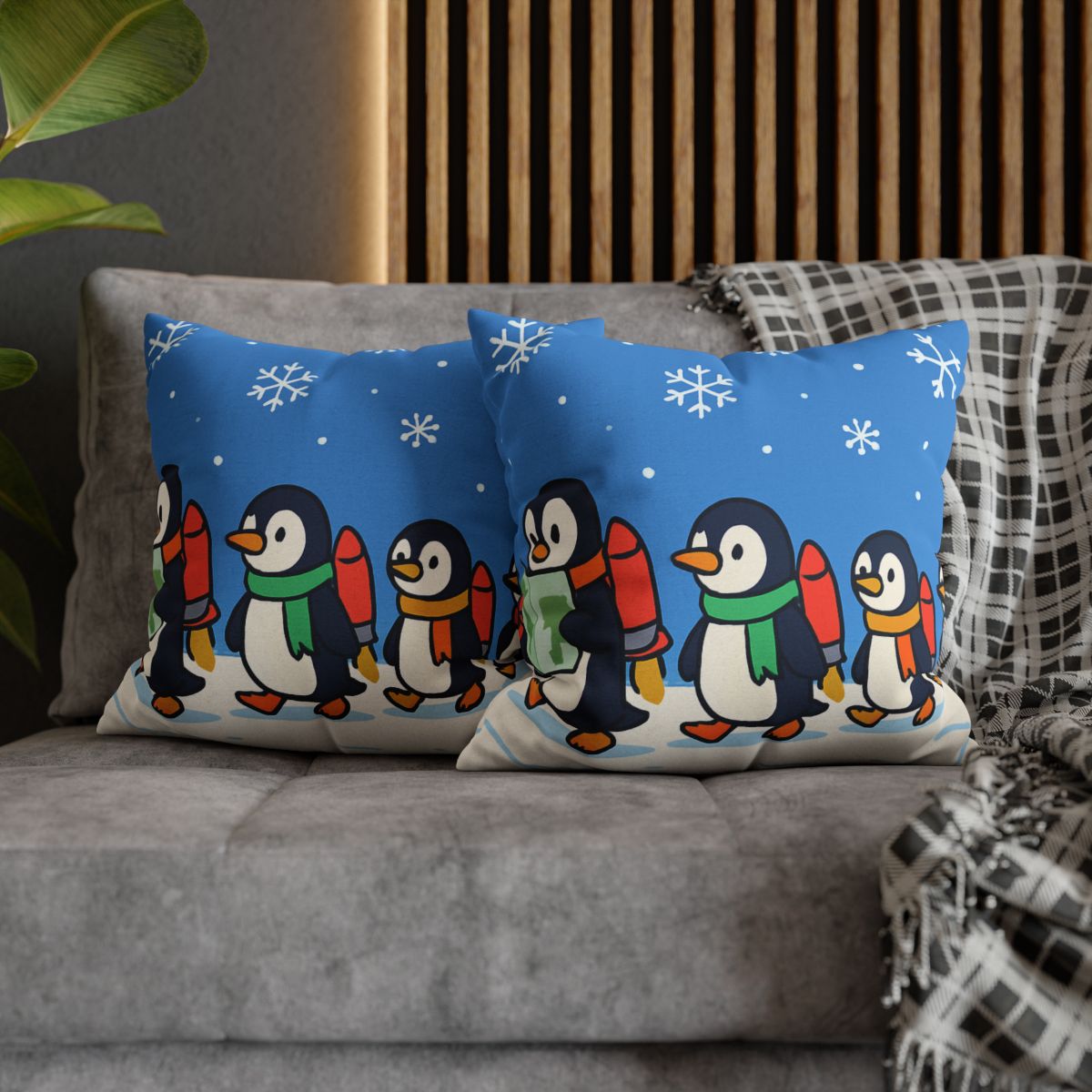 Rocket Penguin Parade unique gift pillow cases