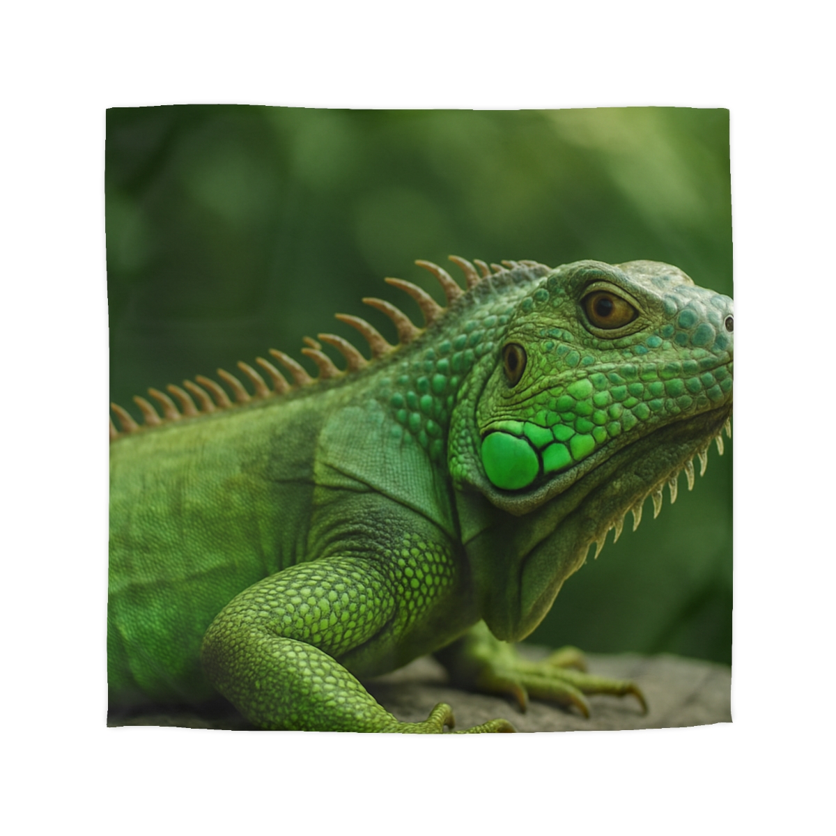 Stone Watcher Green Iguana designer printed duvets