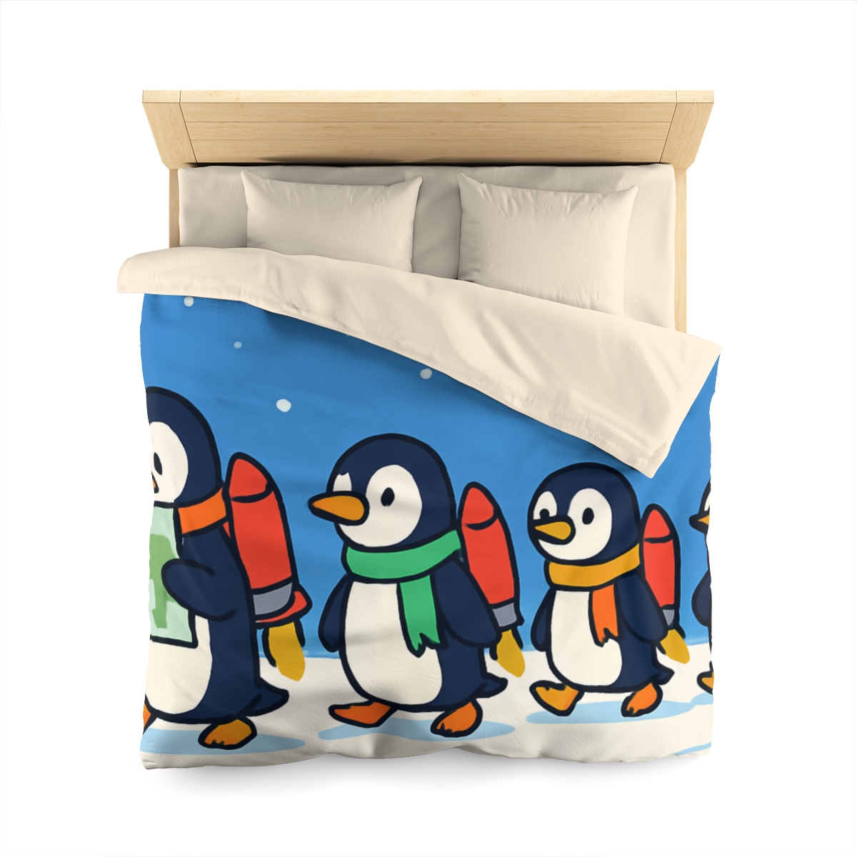 Rocket Penguin Parade trendy bedroom duvets