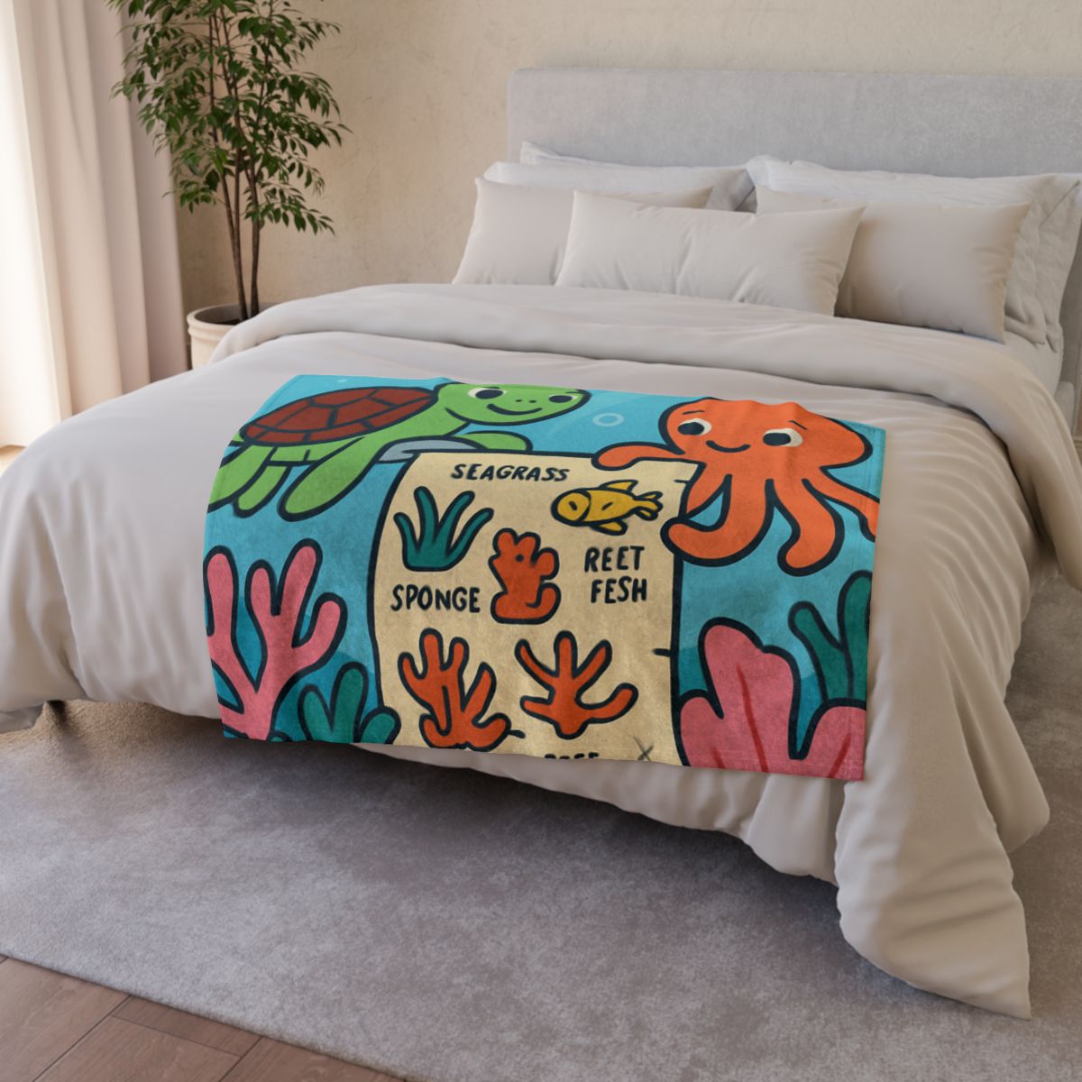 Coral Reef Map Makers decorative home blankets