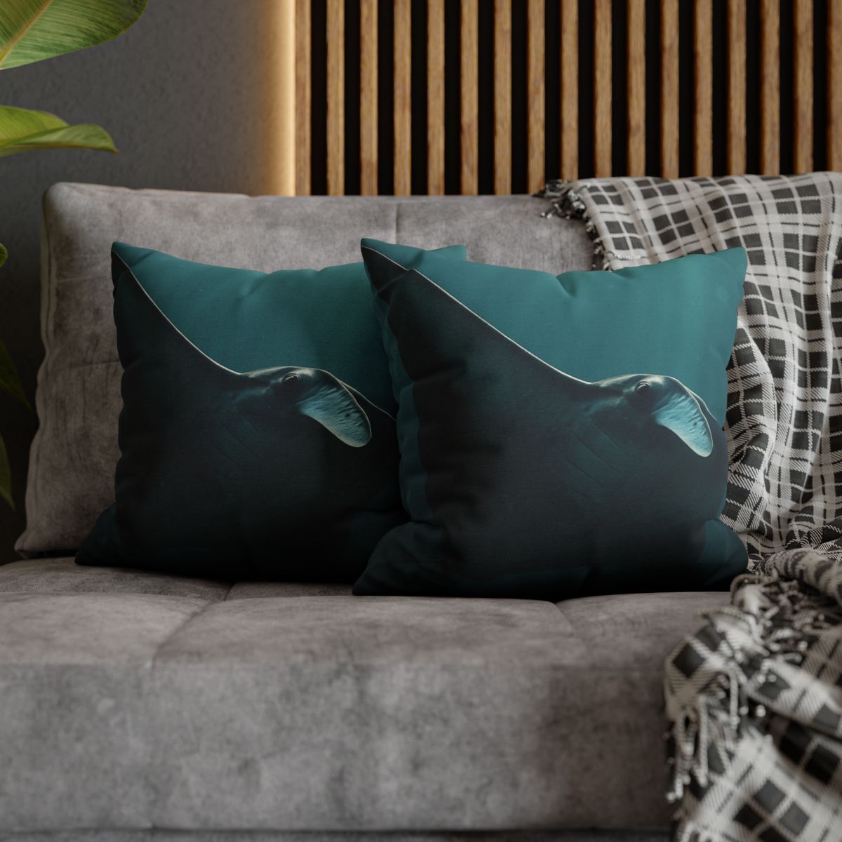 Glasswing Glide Manta Ray designer print pillow cases