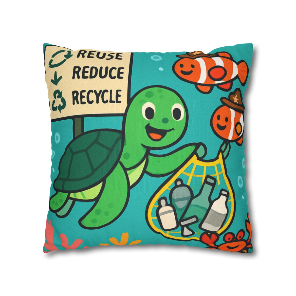 Coral Reef Recycling Rangers designer print pillow cases