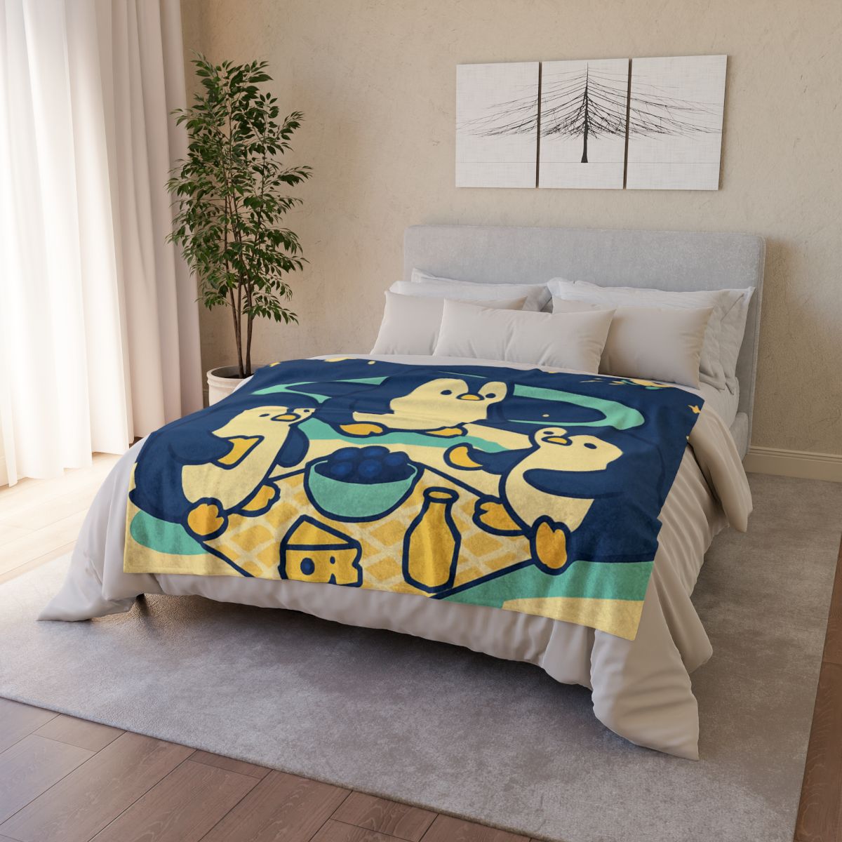 Planet Picnic Penguins soft fleece blankets