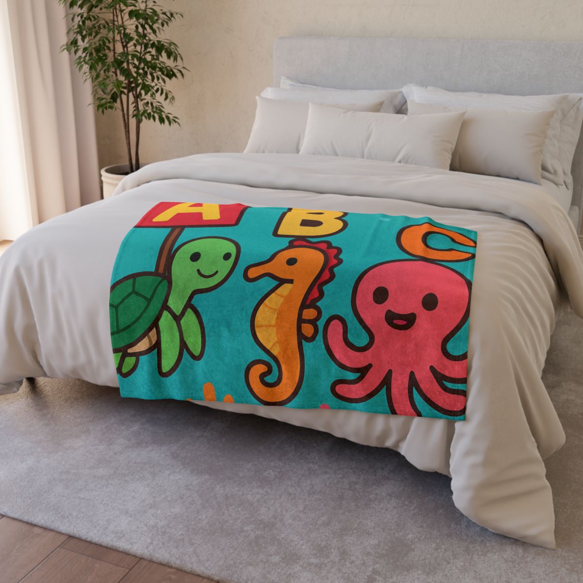 Coral Reef Alphabet Parade soft fleece blankets