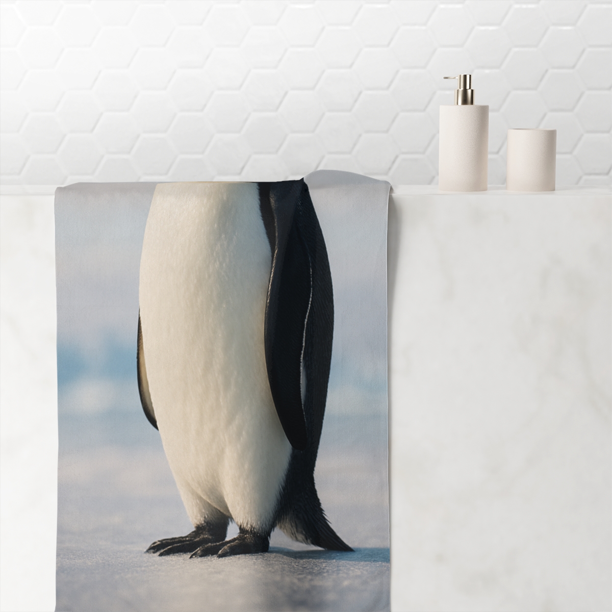Polar Dawn Emperor Penguin personalized bath towels