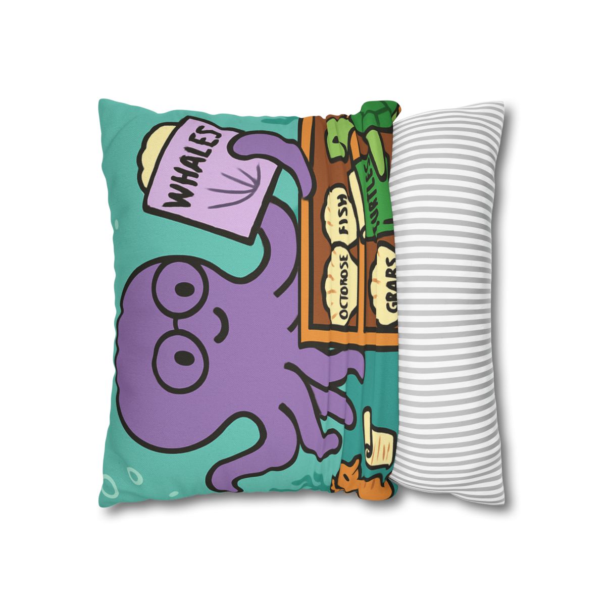 Undersea Library Of The Curious Octopus designer print pillow cases