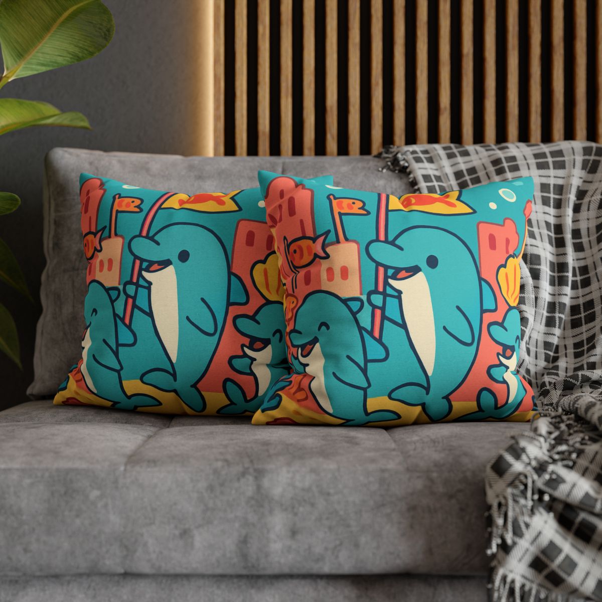 Coral City Dolphin Parade unique gift pillow cases