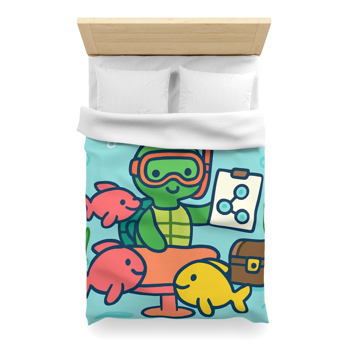 Coral Reef Science Club Turtle personalized bedding duvets