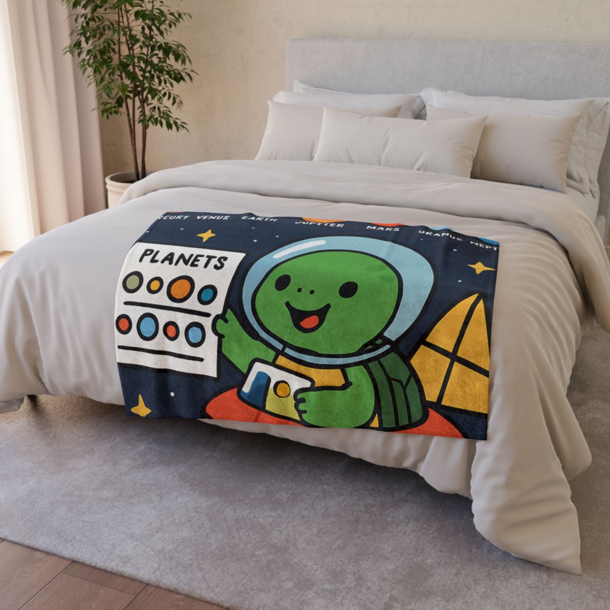 Solar Sail Turtle And The Planetary Parade personalized cozy blankets