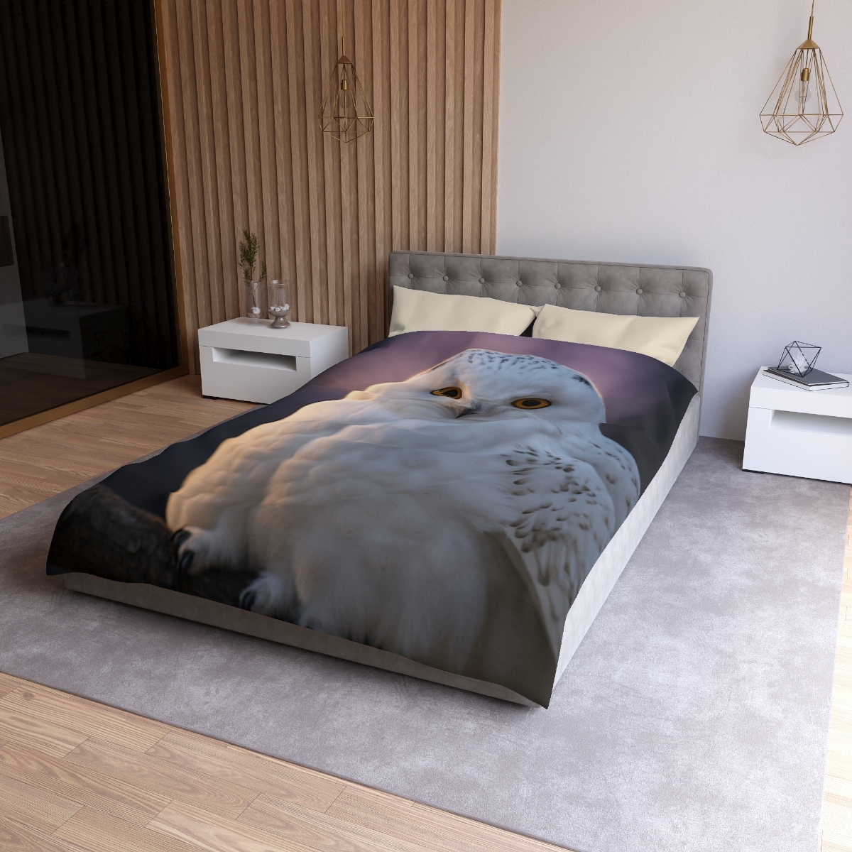 Twilight Watcher Snowy Owl personalized bedding duvets