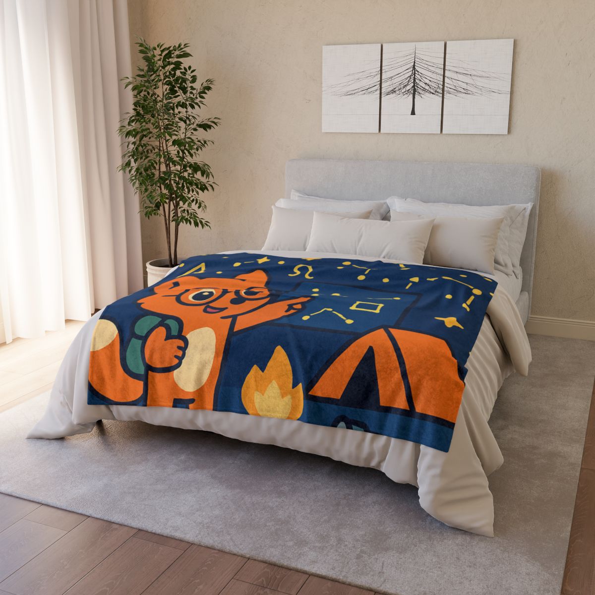 Constellation Camping With Fox Astronomer trendy patterned blankets