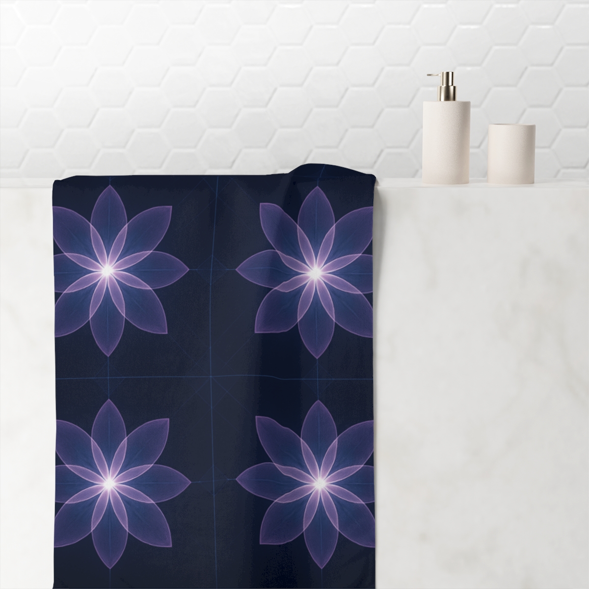 Celestial Blossom Grid comfortable face towels