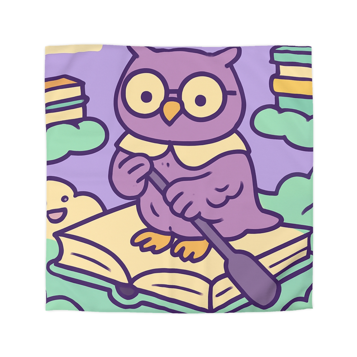 Cloud Library Owl Boat designer printed duvets