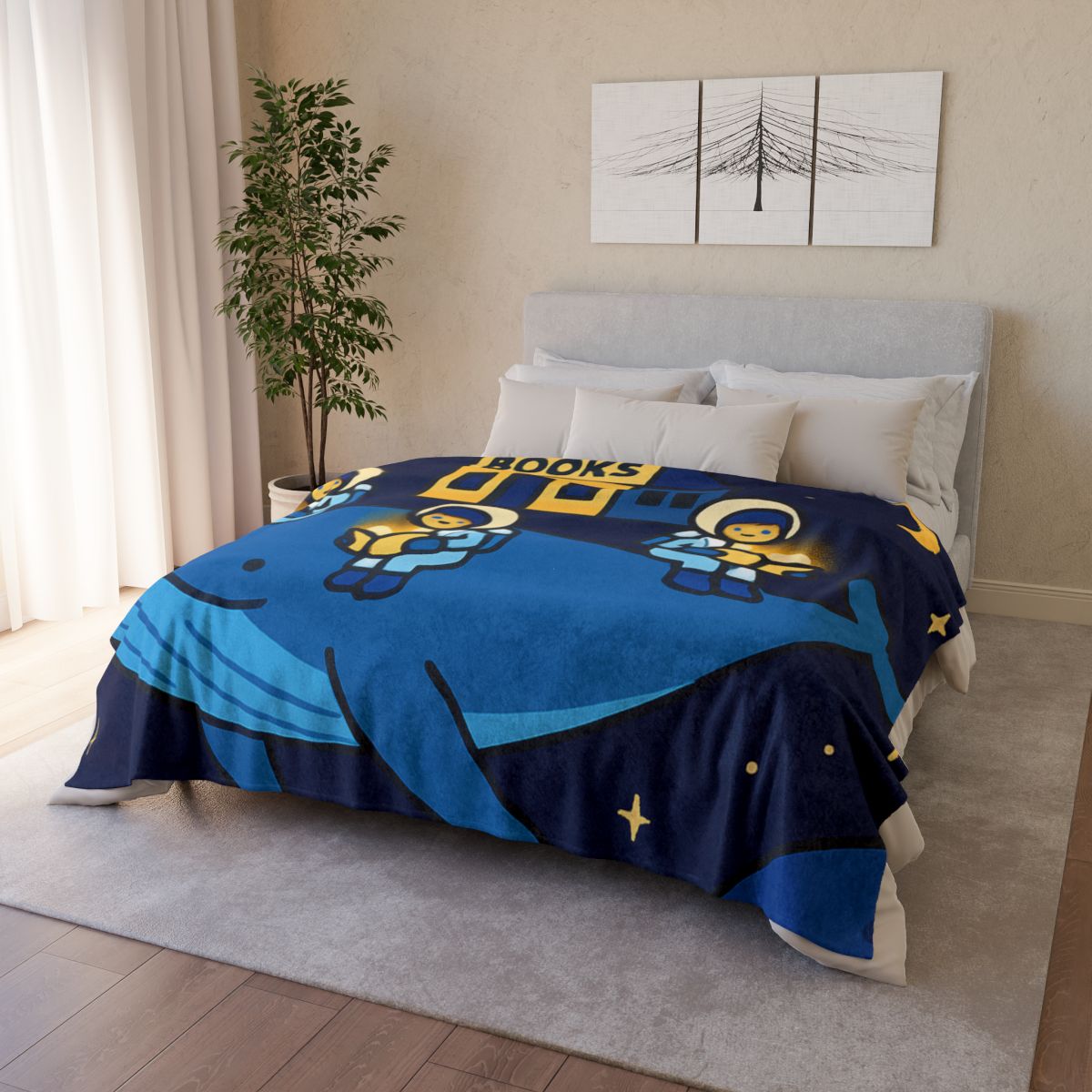 Starlight Library On A Floating Whale trendy patterned blankets
