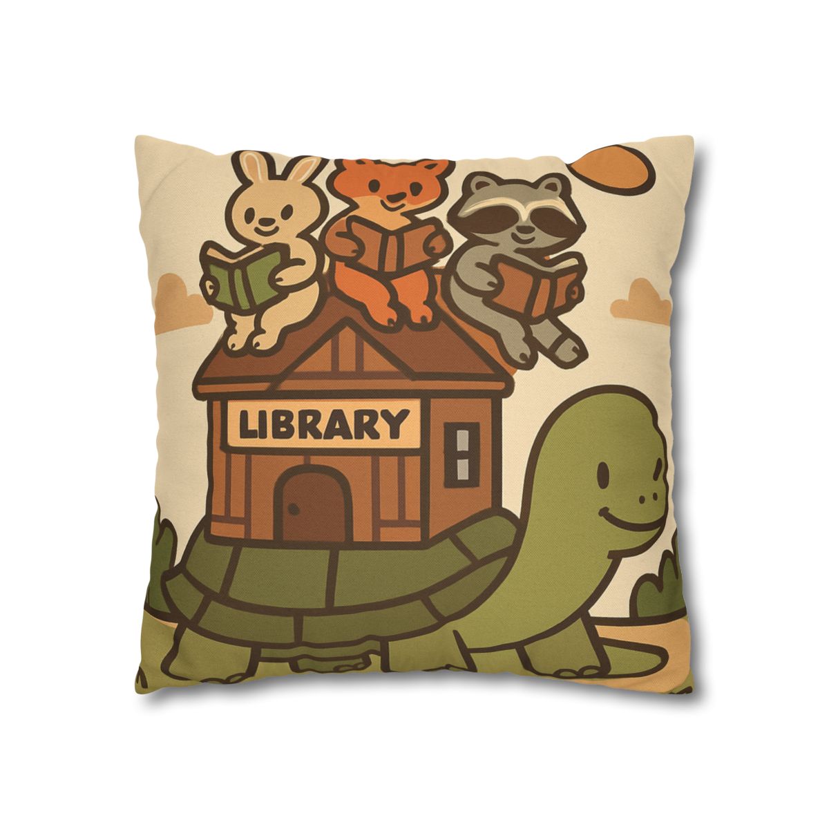 Time Traveling Turtle Library designer print pillow cases