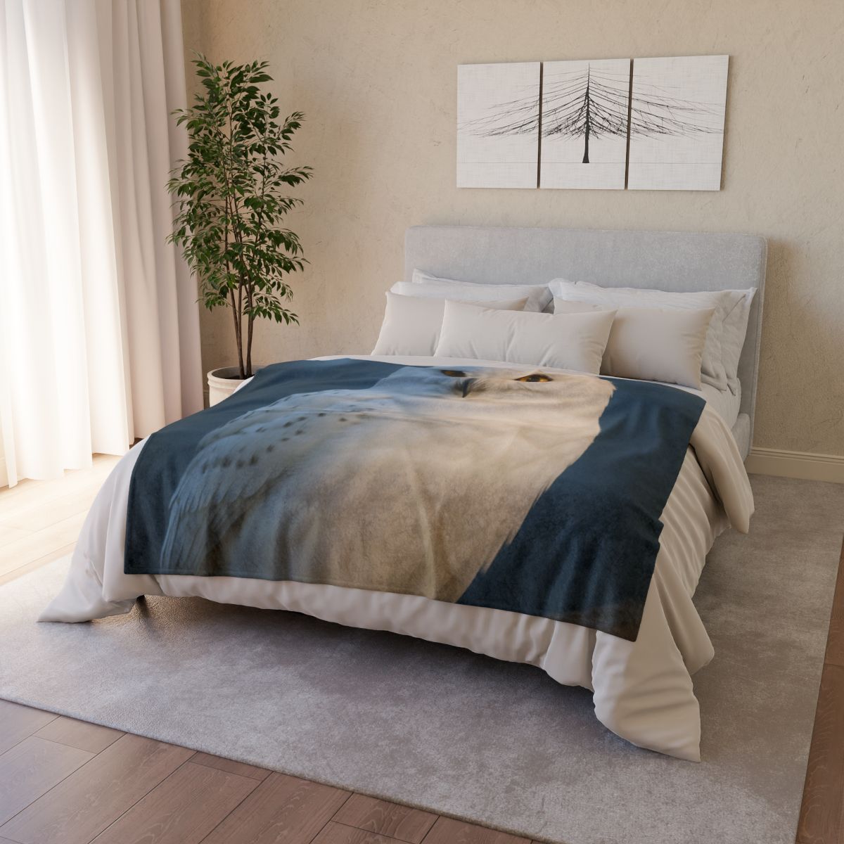 Twilight Watcher Snowy Owl soft fleece blankets