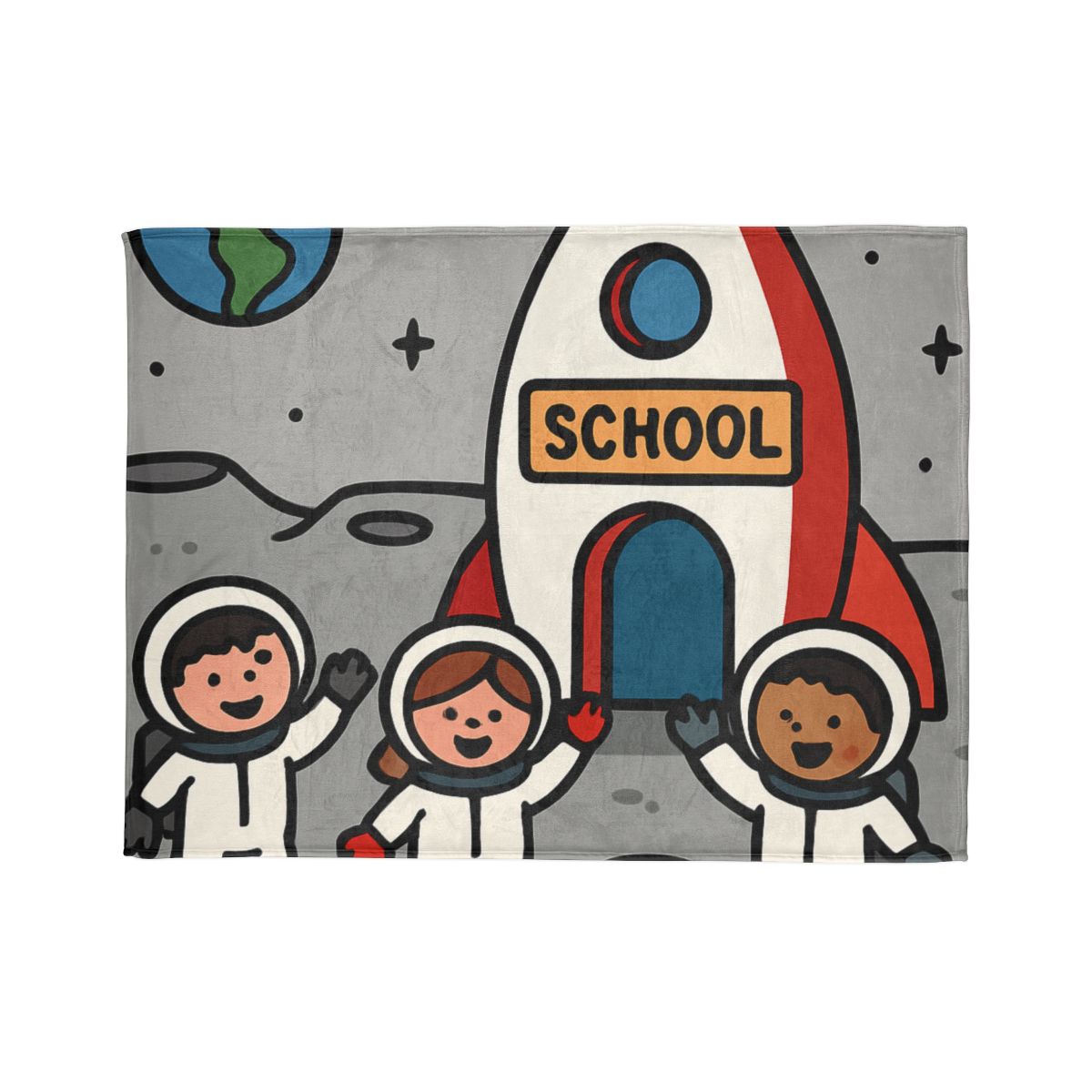 Rocket School On The Moon trendy patterned blankets