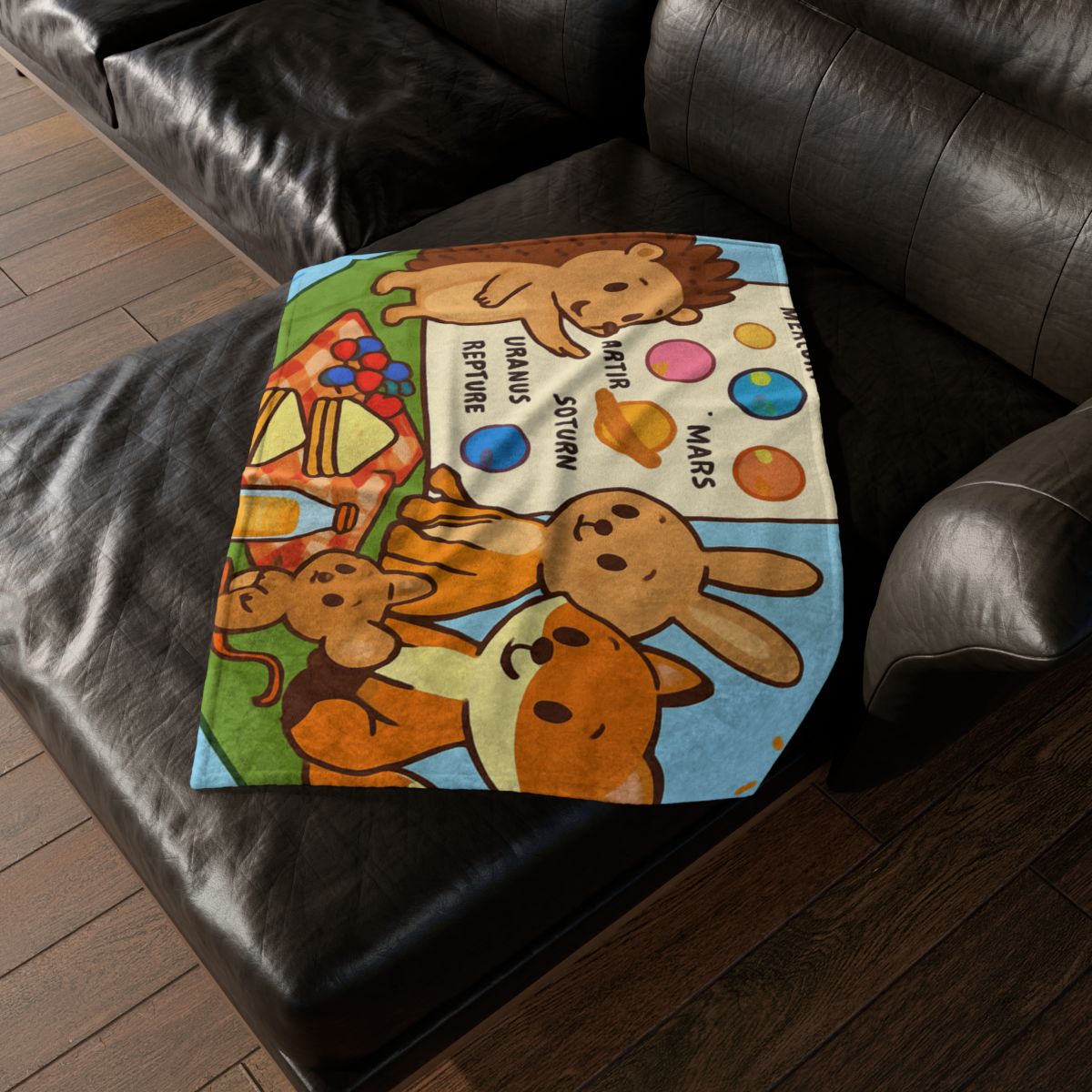 Solar System Picnic On A Floating Leaf stylish throw blankets