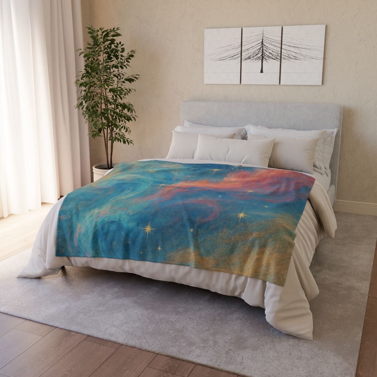 Chromatic Nebula Tidal Bloom decorative home blankets