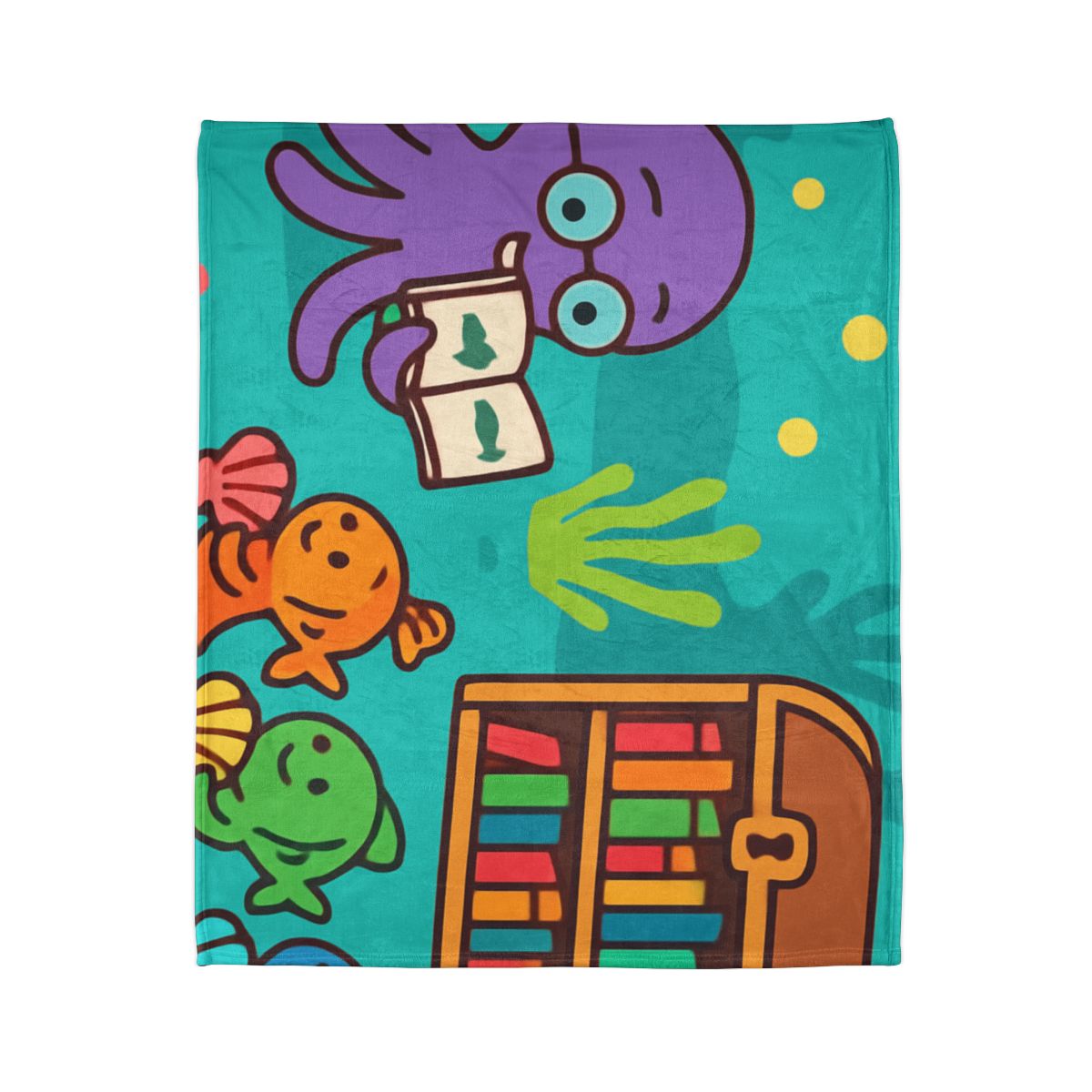 Coral Reef Library With The Octopus Librarian trendy patterned blankets