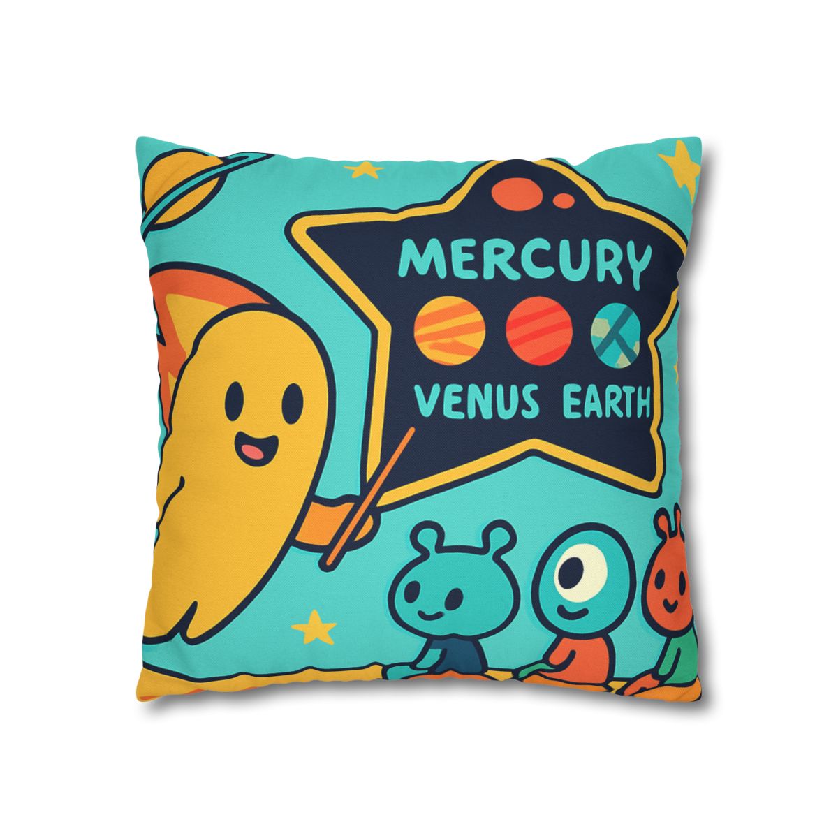 Comet Classroom On A Floating Asteroid designer print pillow cases