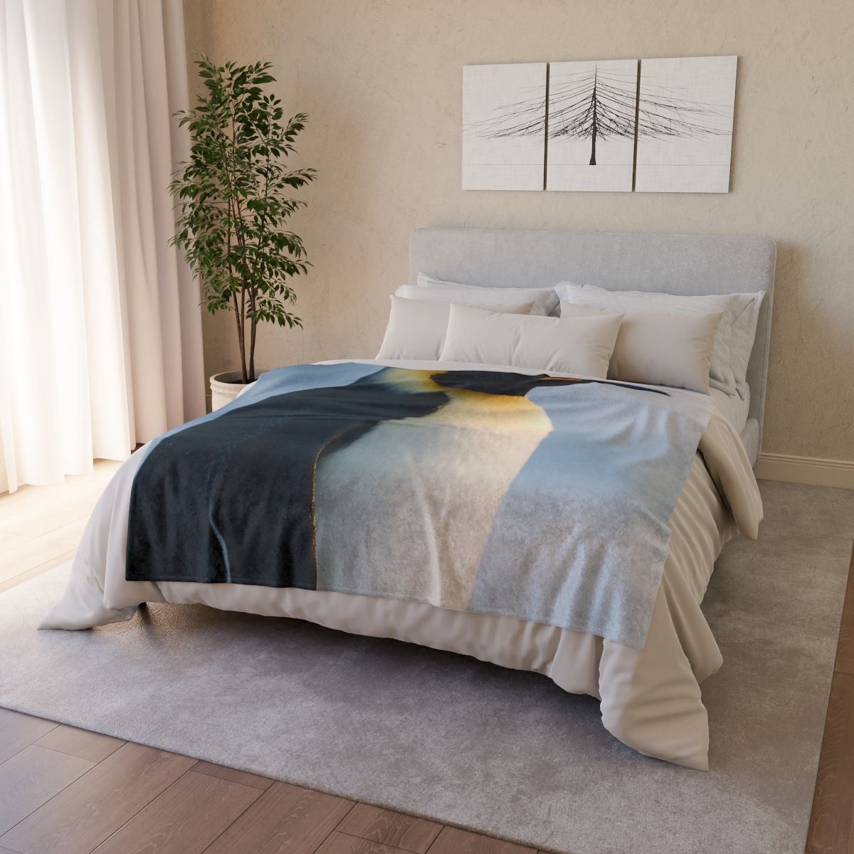 Glacier Gaze Emperor Penguin stylish throw blankets