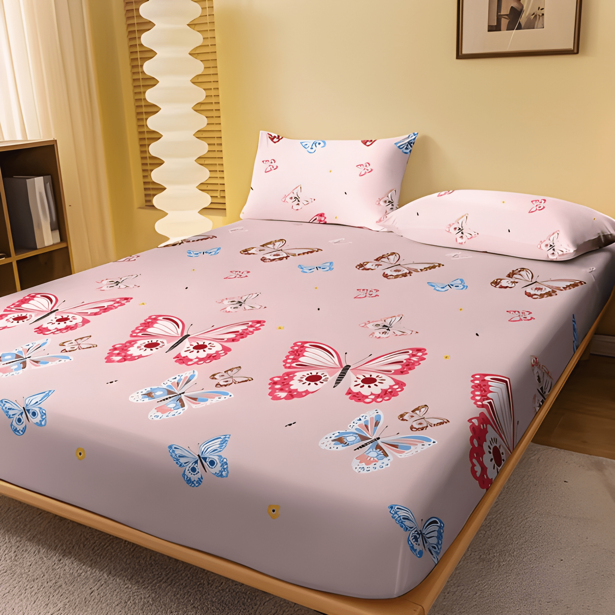 Whimsical Butterfly Pattern Printed Fitted Sheet