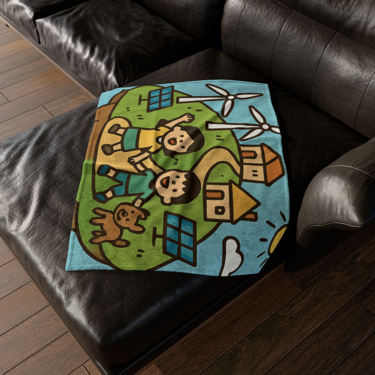 Floating Eco City Sky Island personalized cozy blankets