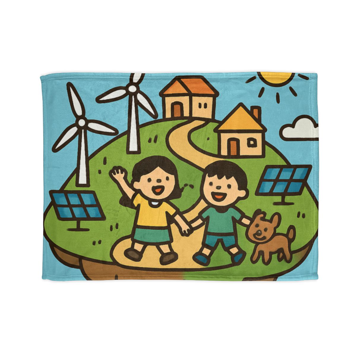 Floating Eco City Sky Island personalized cozy blankets