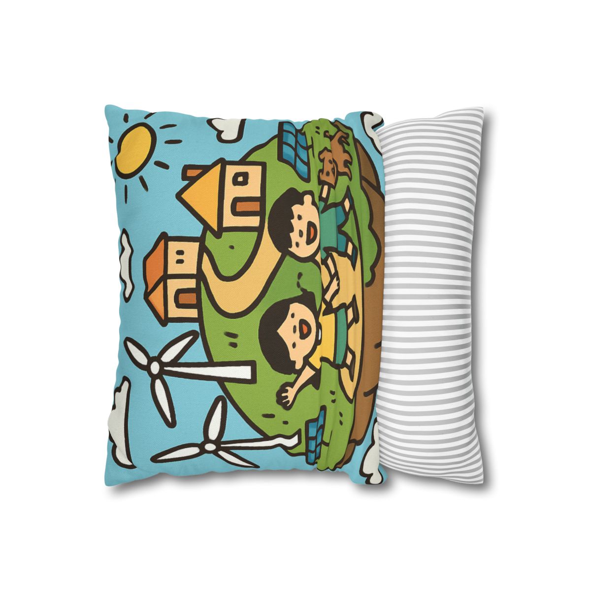 Floating Eco City Sky Island soft cotton pillow cases
