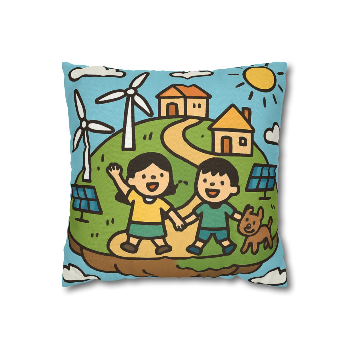 Floating Eco City Sky Island soft cotton pillow cases