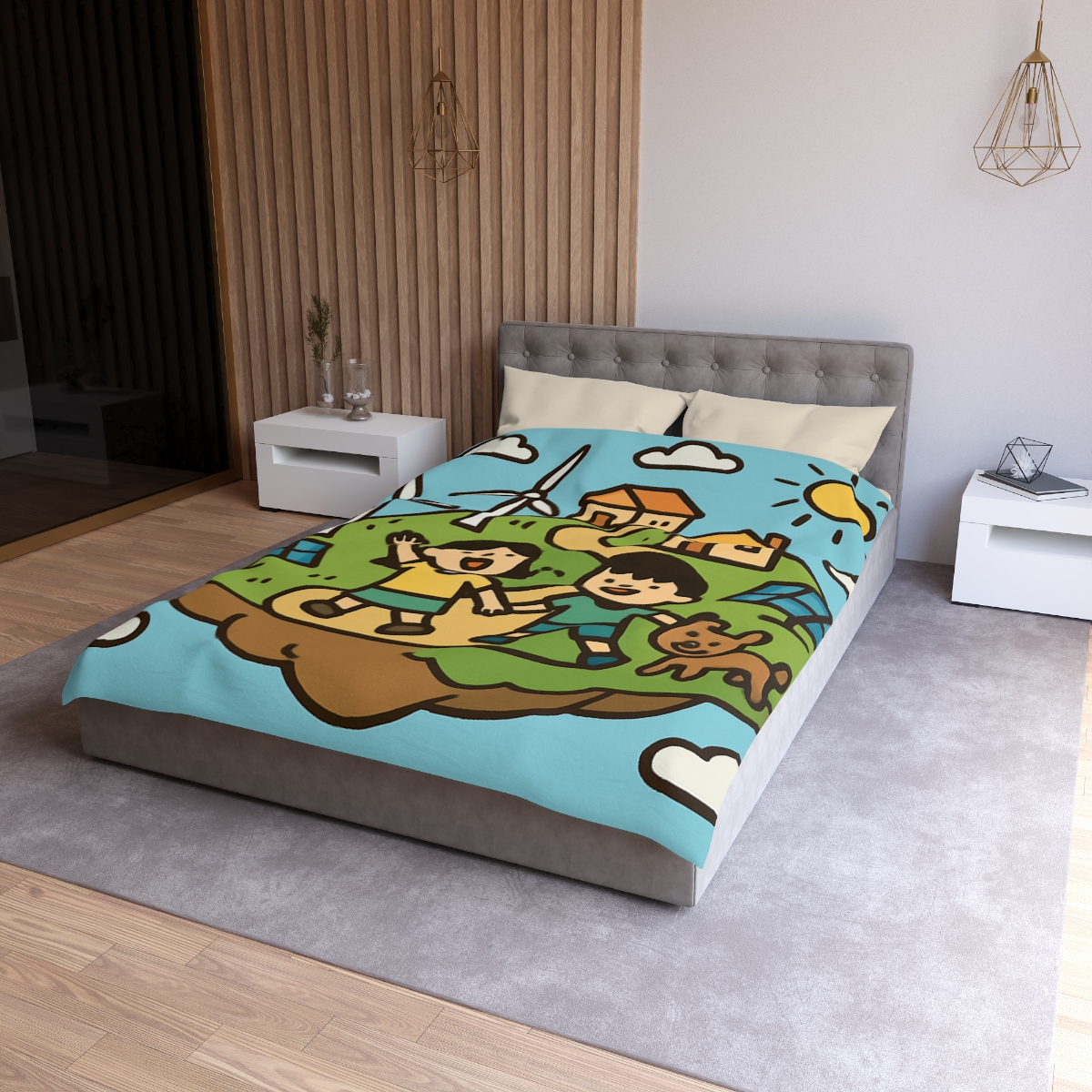 Floating Eco City Sky Island trendy bedroom duvets