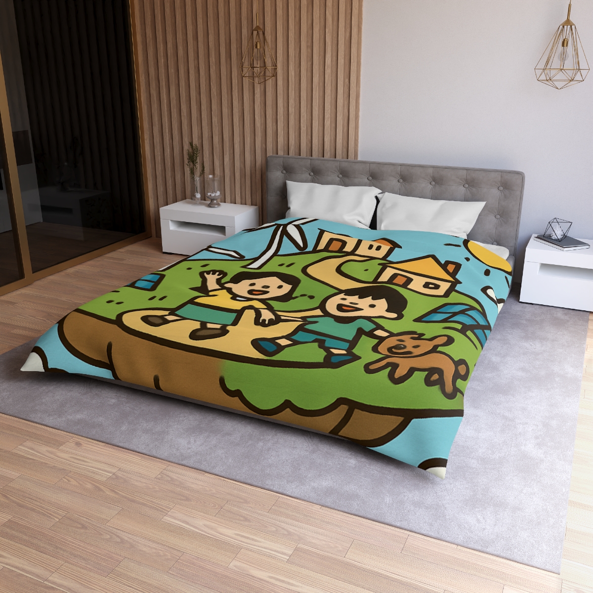 Floating Eco City Sky Island trendy bedroom duvets