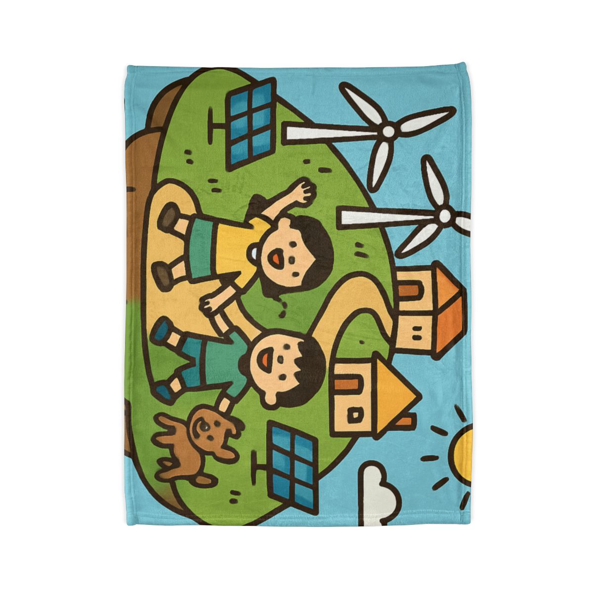 Floating Eco City Sky Island personalized cozy blankets
