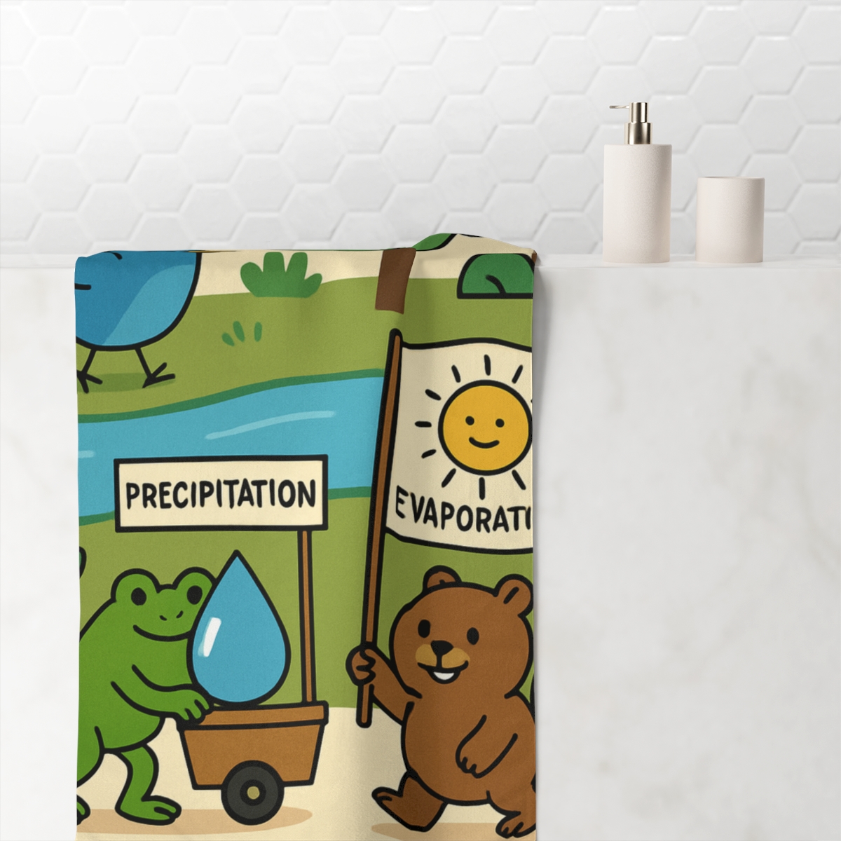 Forest Rain Cycle Parade With Helpful Animals trendy hand towels