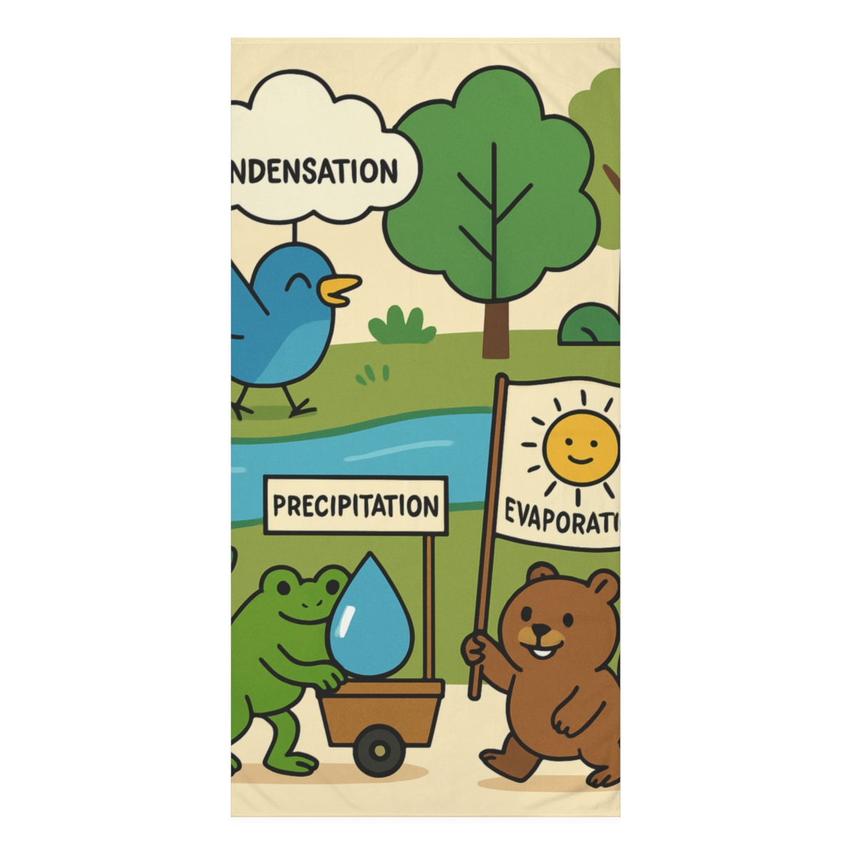 Forest Rain Cycle Parade With Helpful Animals trendy hand towels