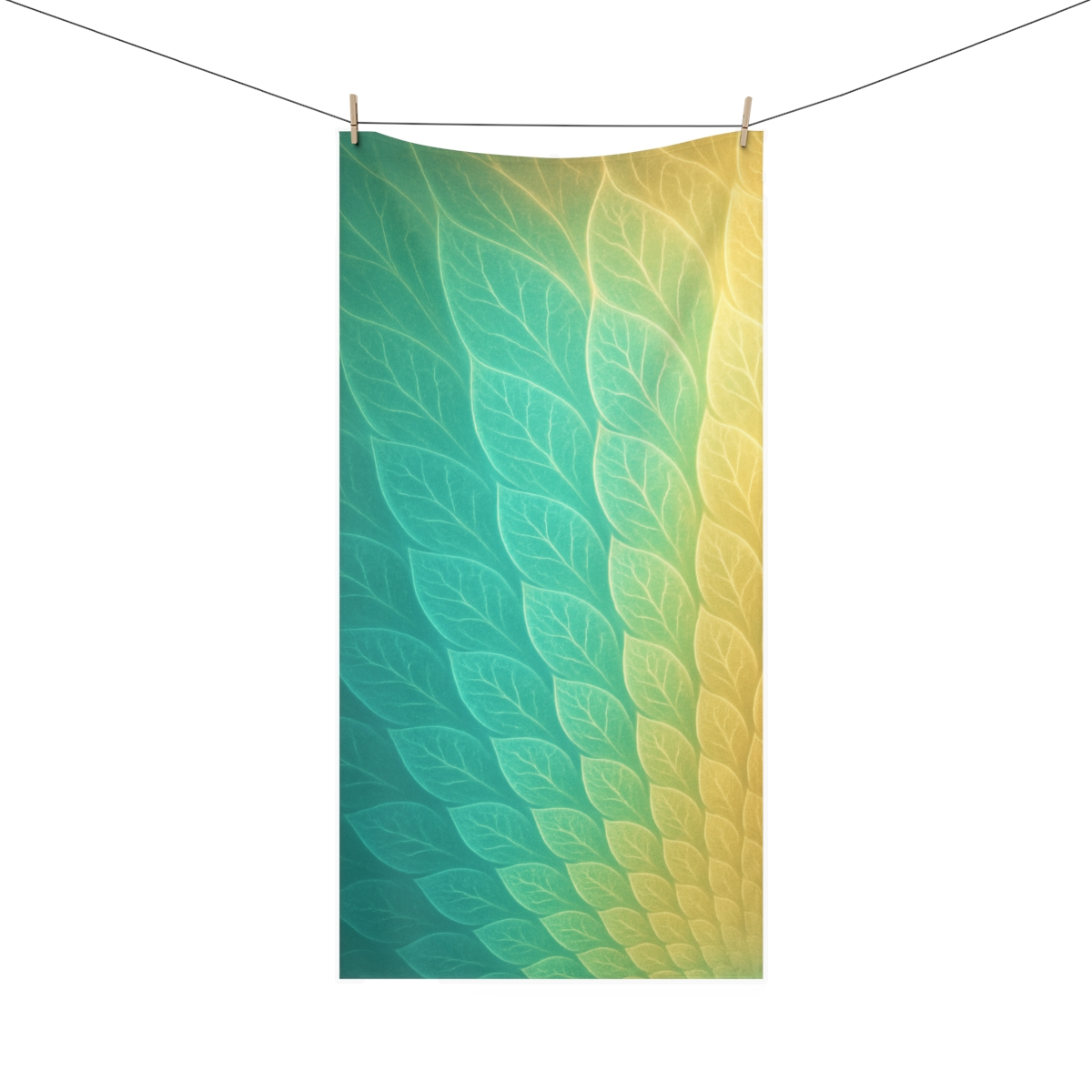 Fractal Leaf Aurora designer printed towels