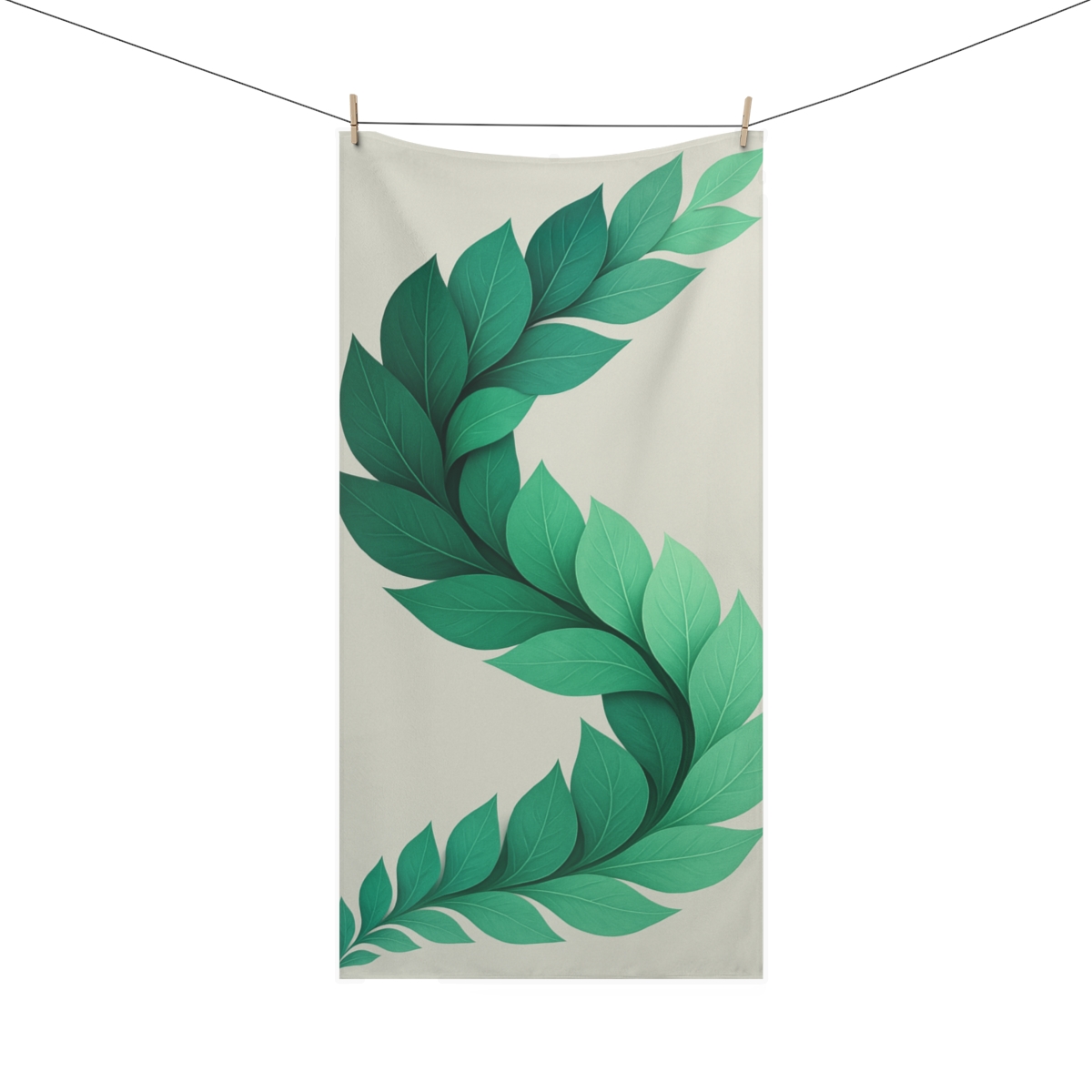 Fractal Leaf Ribbon trendy hand towels