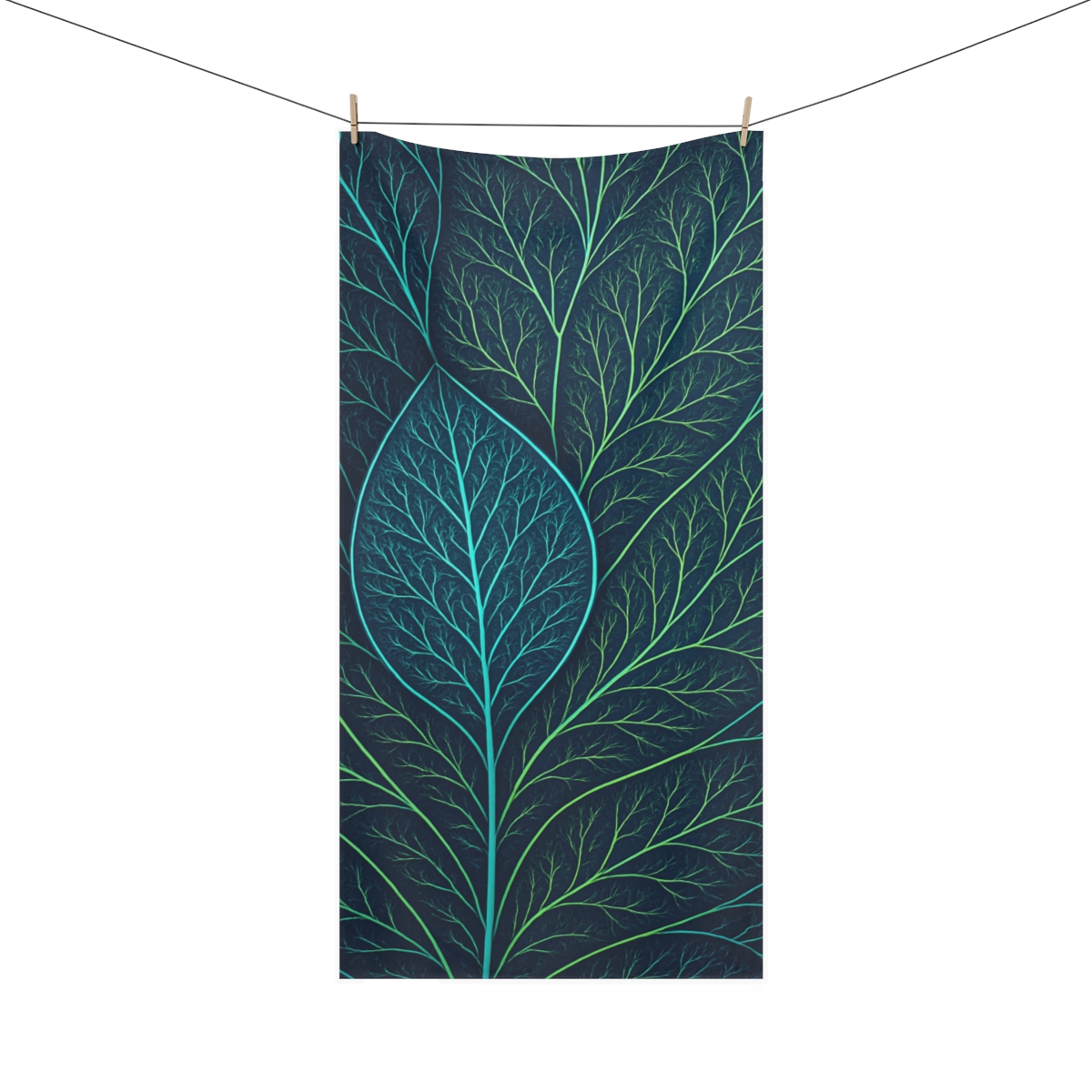 Fractal Leaf Vein Radiance soft cotton towels