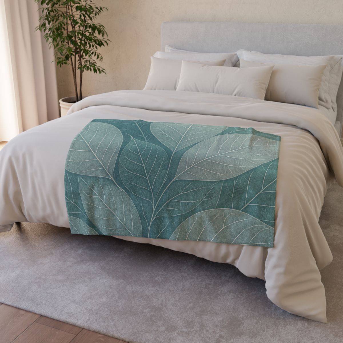 Fractal Leaf Web personalized cozy blankets