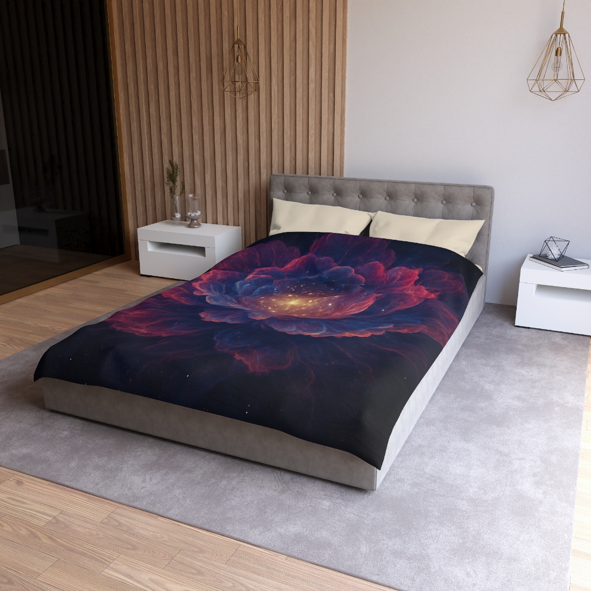 Fractal Nebula Bloom custom duvets