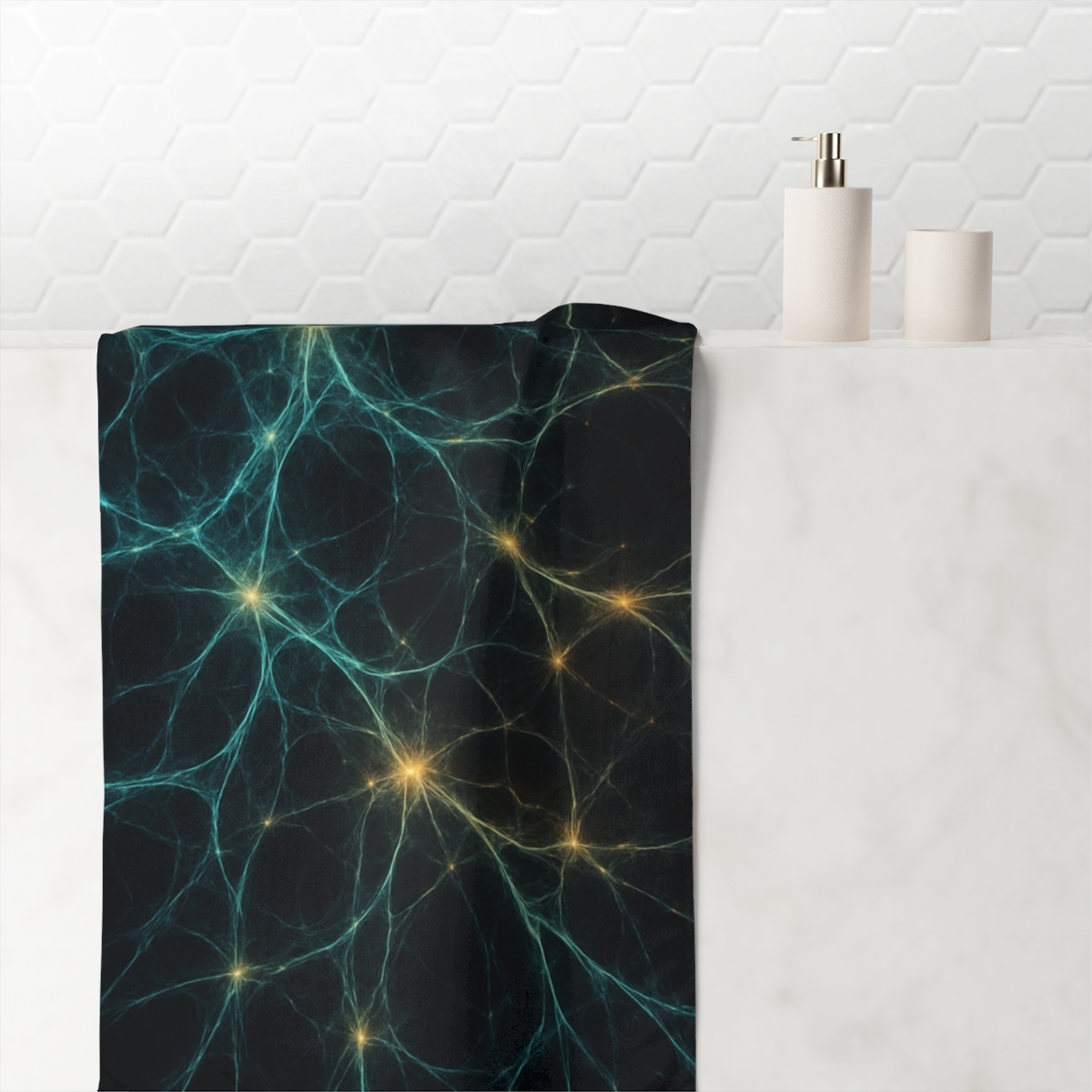 Fractaled Cosmic Web Lattice designer printed towels