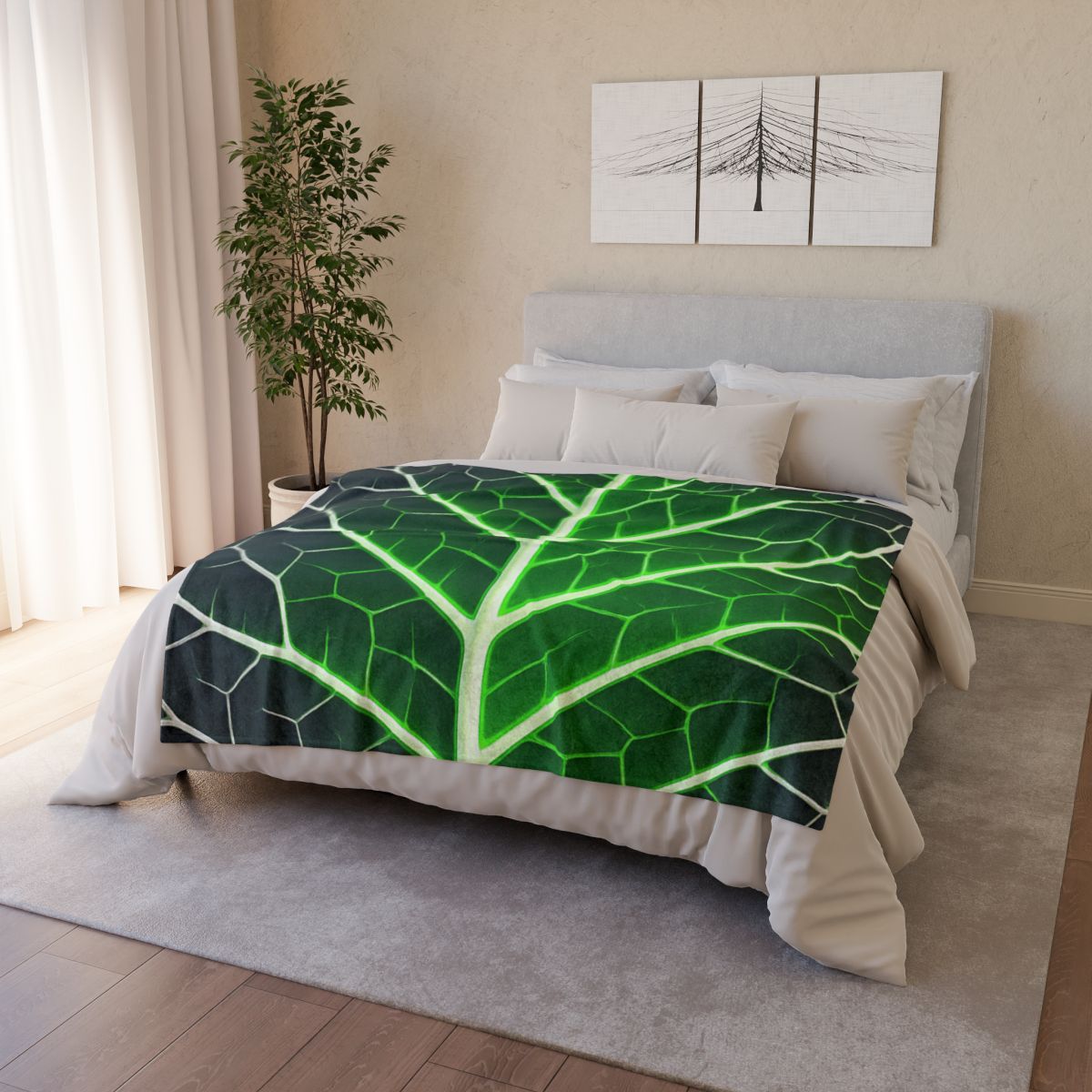 Fractaled Leaf Vein Web designer printed blankets