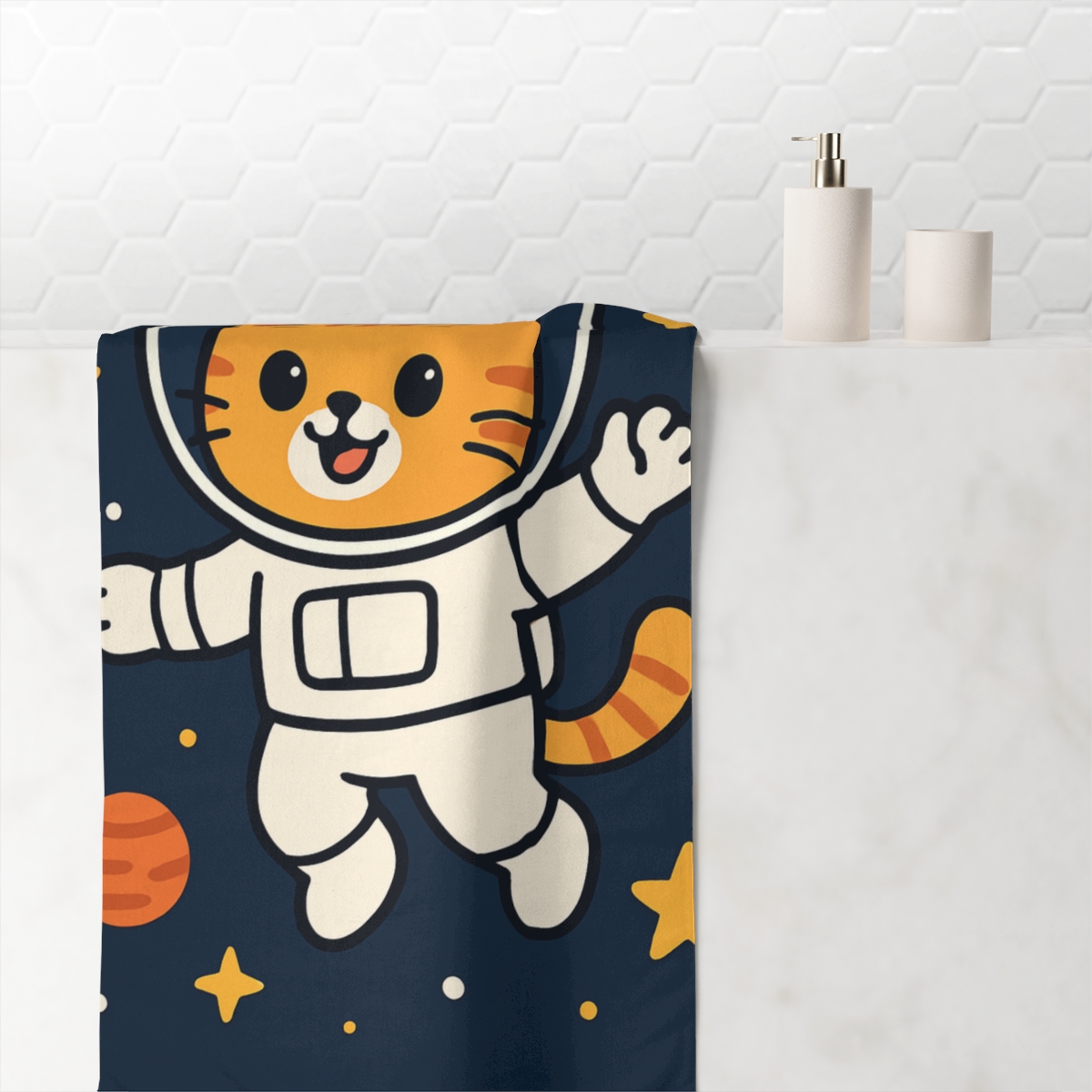Friendly Space Explorer Kitten comfortable face towels