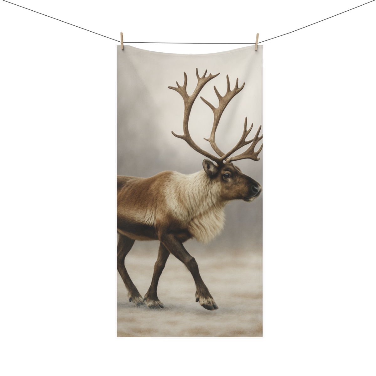 Frost Edge Caribou designer printed towels