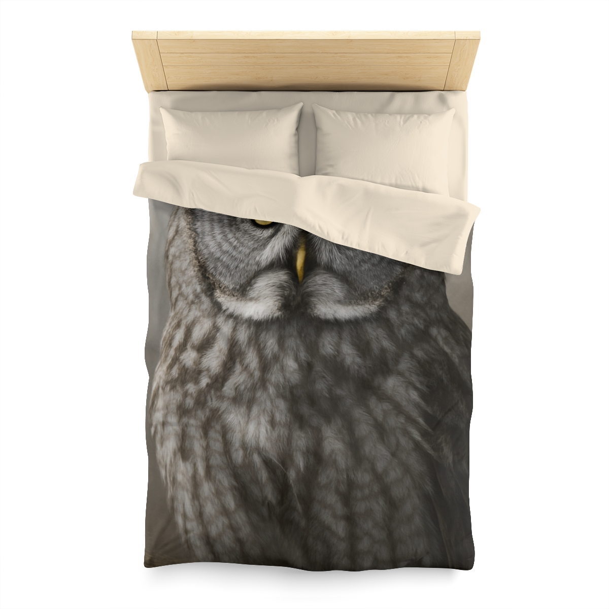 Frost Note Great Gray Owl warm winter duvets