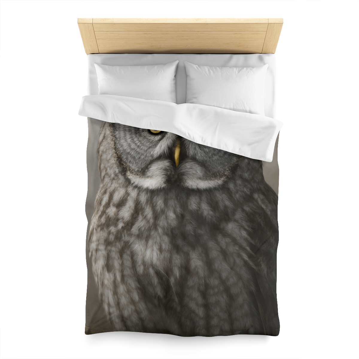 Frost Note Great Gray Owl warm winter duvets