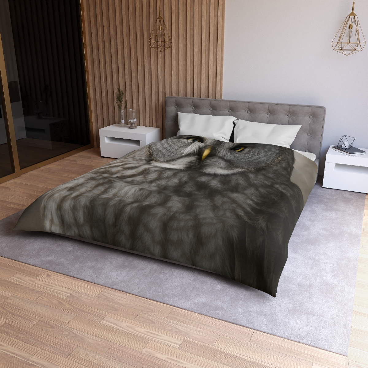 Frost Note Great Gray Owl warm winter duvets