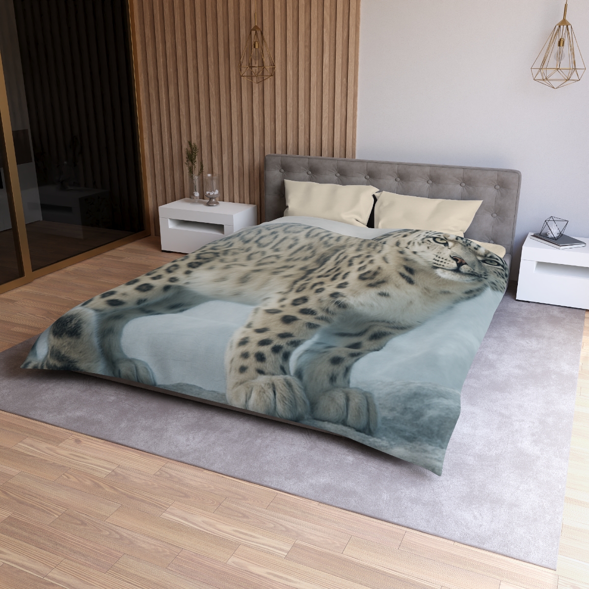 Frost Summit Snow Leopard personalized bedding duvets