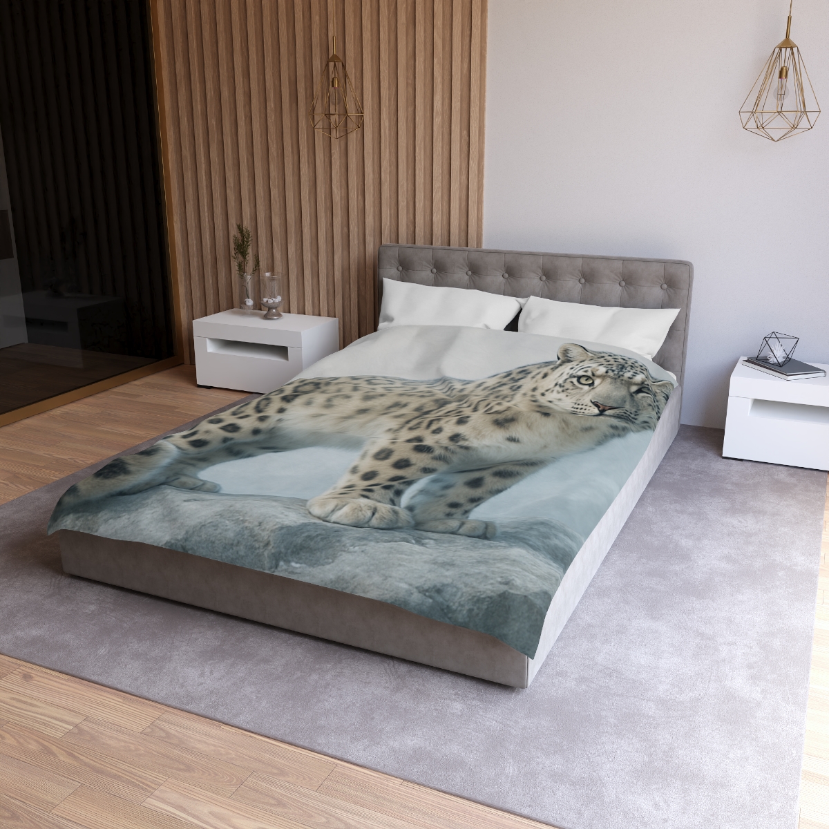 Frost Summit Snow Leopard personalized bedding duvets